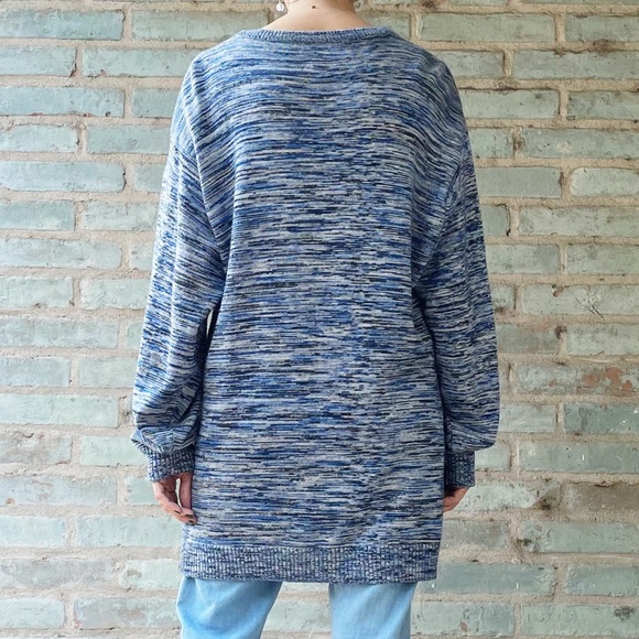 Cheap Monday Cardigan Dream WKND Oversized Long Blue Marled Grandpa Sweater S - Picture 4 of 15